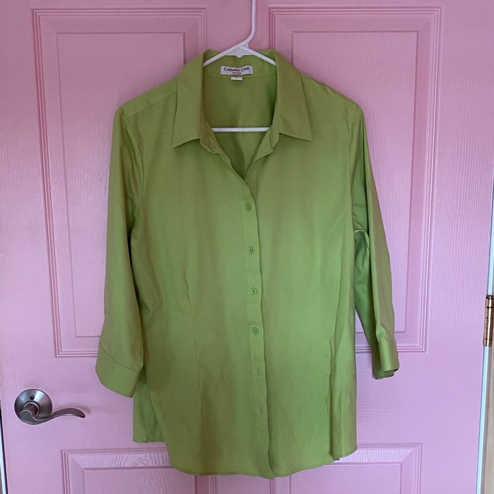Coldwater Creek Green Button-Down Shirt